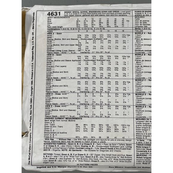 80s McCalls 4631 Sewing Pattern Size 10-12-14 Bridal Bridesmaids Gown Dress CUT - Picture 5 of 6